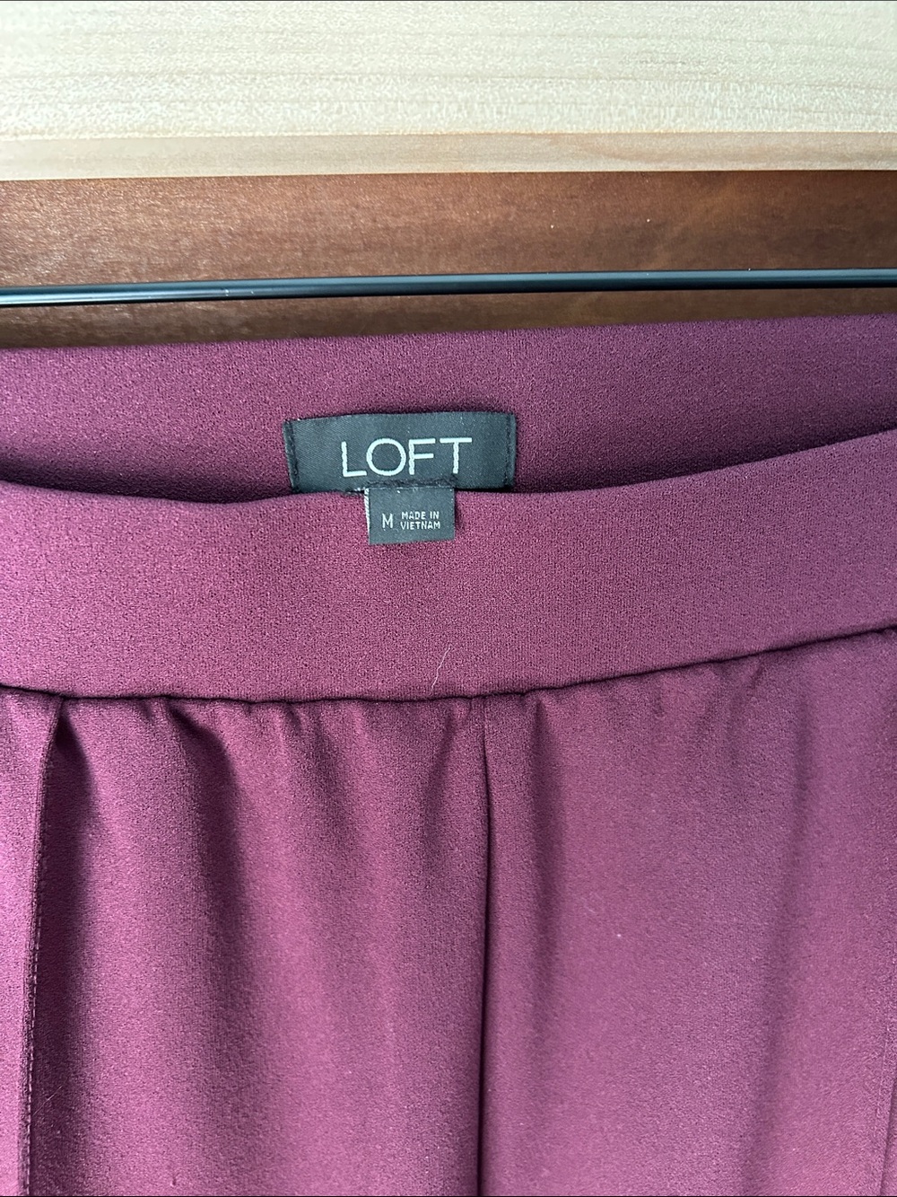 LOFT Wine Straight Leg Pull-On Pants - Picture 2 of 3